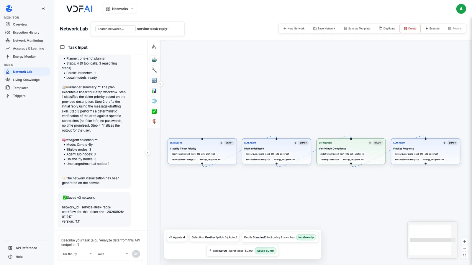 The saved network with version 1.1 and pinned models on every step