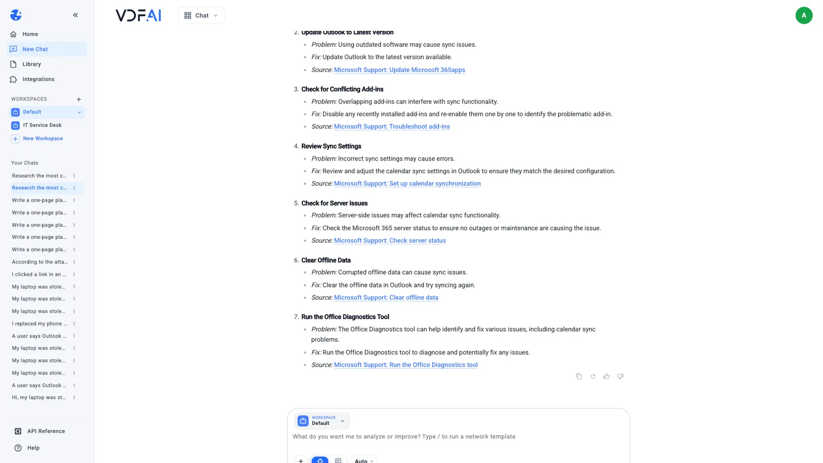 The refined checklist with seven source links, none of which opened