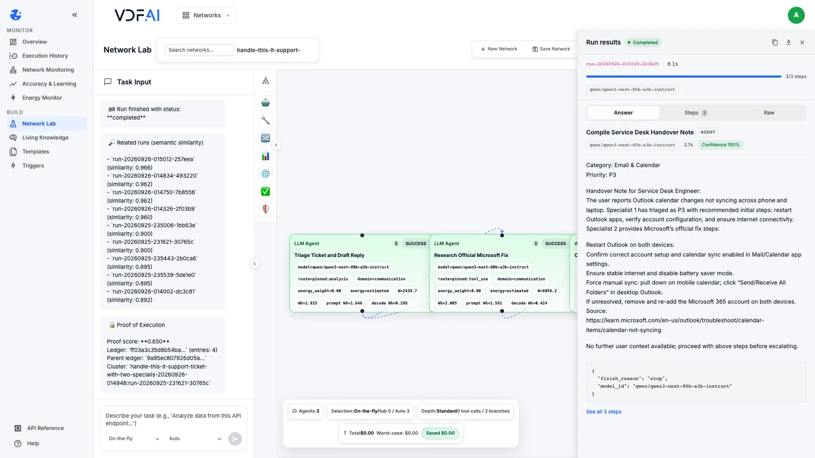 The combined handover note from the aggregator