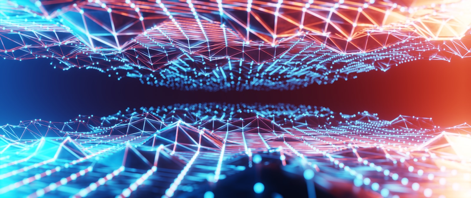Abstract computer screen showing connected lines and nodes, representing a local AI model registered and governed within an on-premises VDF AI platform