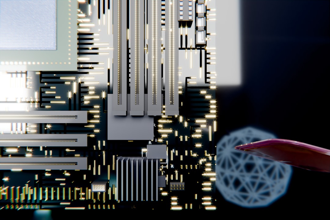 Abstract circuit board and glowing network node visual, representing the embedding and retrieval layer of a multilingual private RAG pipeline running inside enterprise infrastructure
