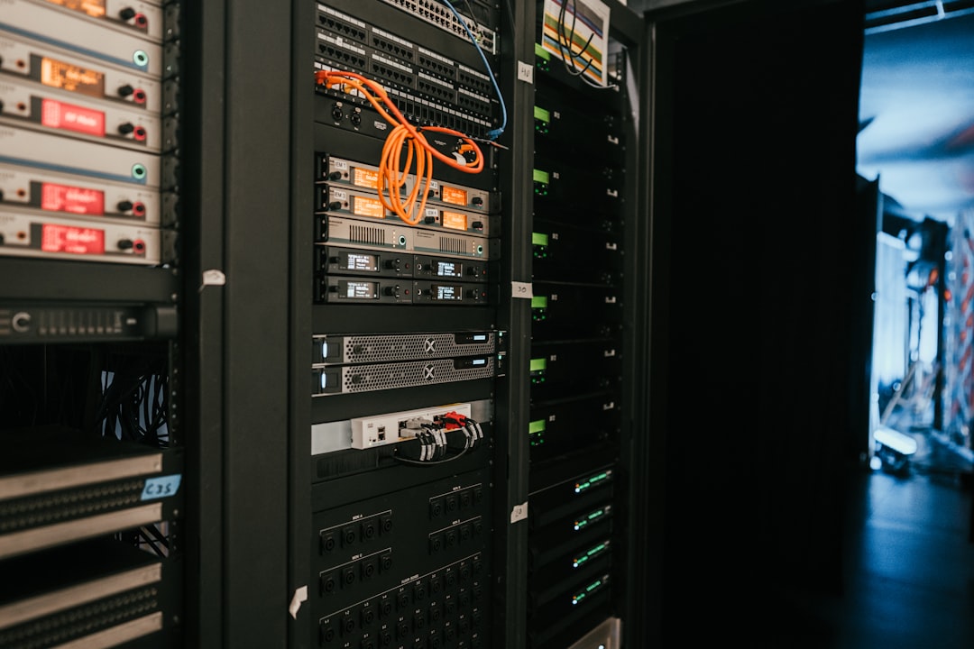 Server racks and cabling illustrating the on-premises infrastructure that carries a private RAG embedding migration